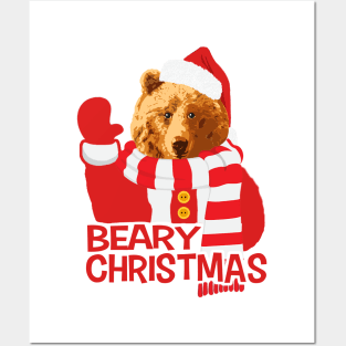 Beary Christmas Funny Bear Santa Claus Posters and Art